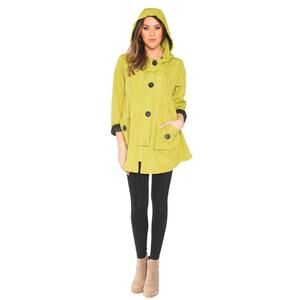 Long sleeve chartreuse hooded all weather fisherman style coat For Cynthia XL